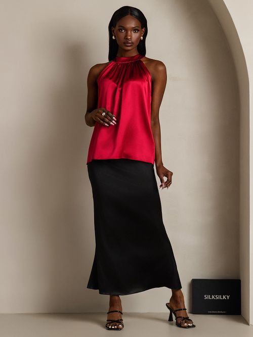 19Momme Silk Sleeveless Halter Neck Women's Top
