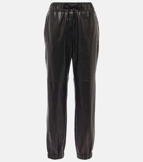 Leather straight pants