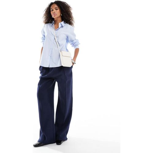 ASOS DESIGN Womens Heavy weight straight leg jogger with pintuck in navy - Blue - Large