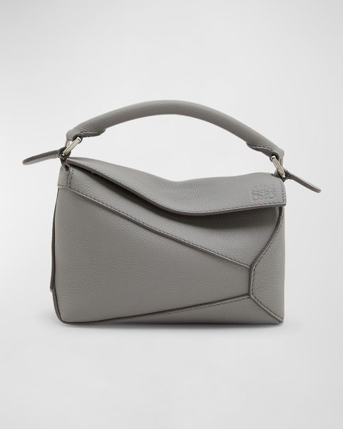 Puzzle Edge Mini Top-Handle Bag in Grained Leather