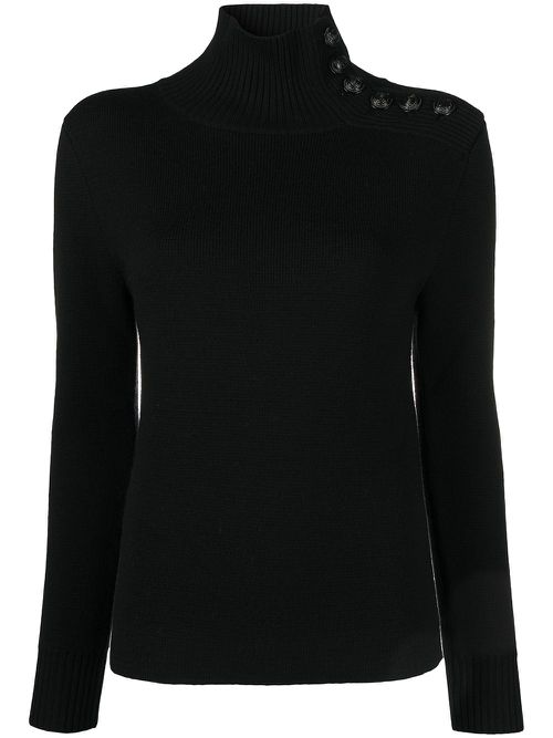 Roll-neck merino wool jumper - Black