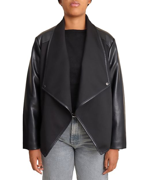 Faux Leather Mixed Media Jacket