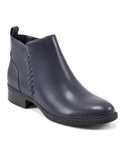 Women's Lorand Almond Toe Block Heel Casual Booties - Navy