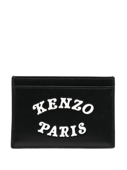 Logo-embossed card holder - Black