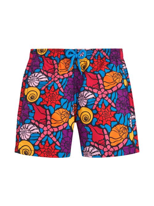 Graphic-print logo-appliqué swim shorts - Blue