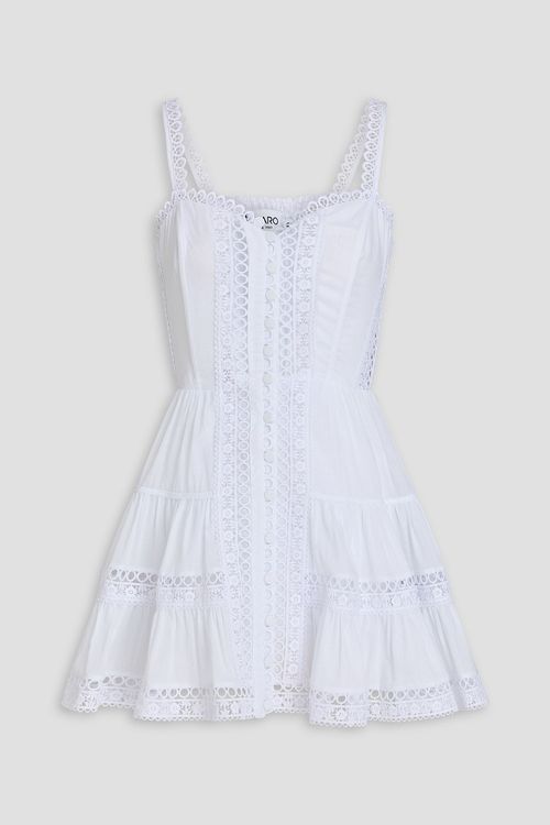 Lenora tiered cotton-blend mini dress - White - L