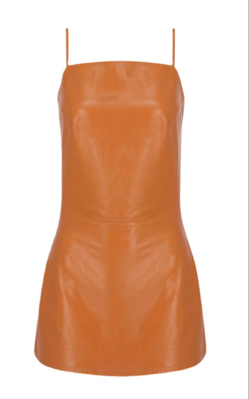 Women's Leather Mini Jumpsuit In Rust