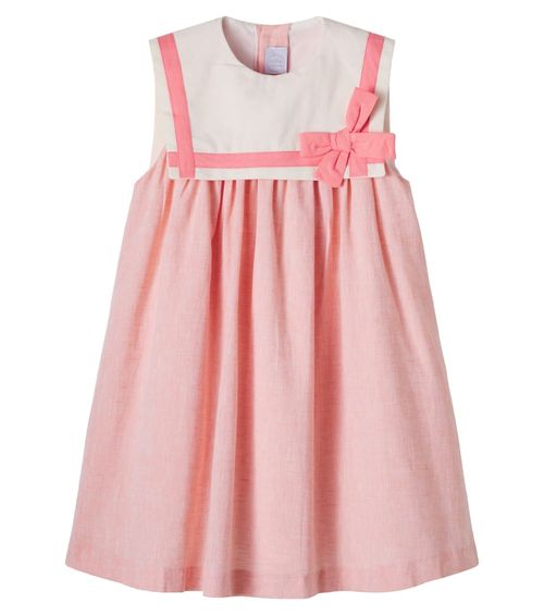 Gathered cotton and linen dress