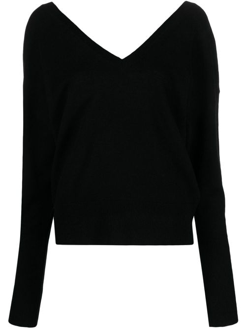 V-neck long-sleeve cardigan - Black