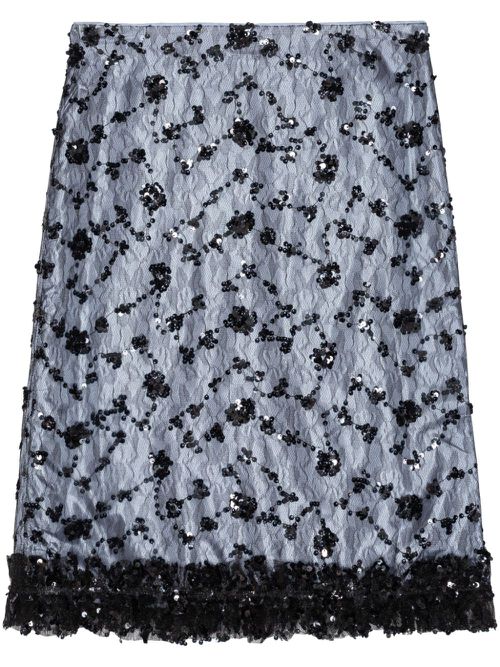 Sequinned tulle skirt - Blue