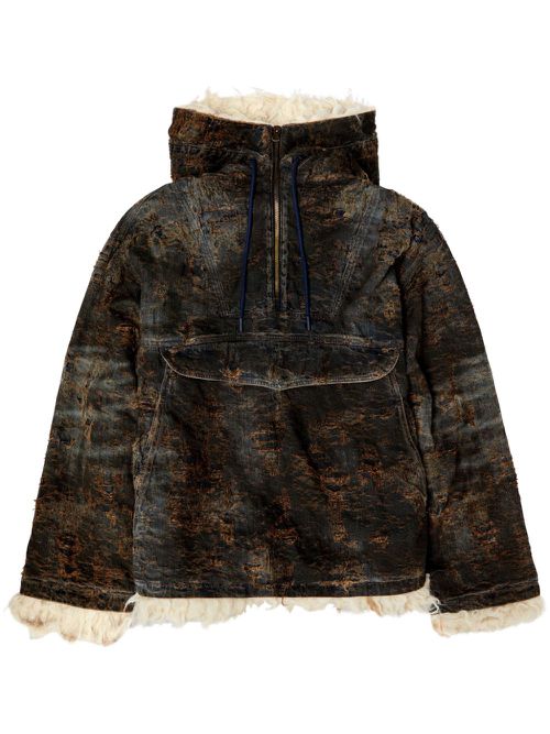 D-ARAK-FSF coated jacquard denim anorak - Black