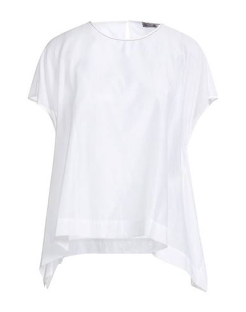 Woman Top White Size 6 Cotton, Silk