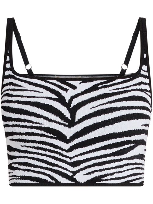 Cropped zebra-intarsia tank top - Black