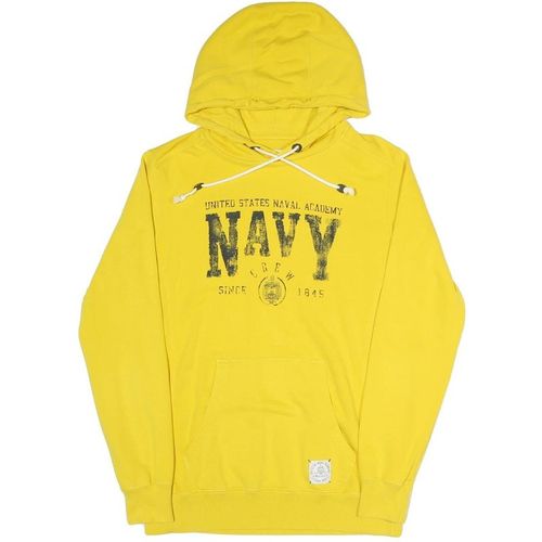 CHAMPION Mens Yellow United States Naval Academy Navy Crew Hoodie L Cotton Blend