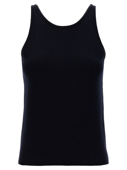 Virgin Wool Knit Tank Top — Blue
