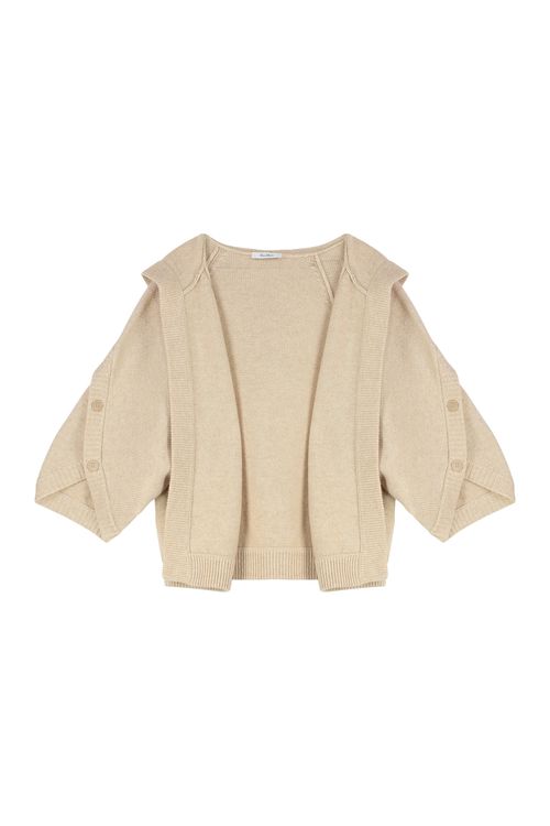 Hooded Wool-Cashmere Cardigan with Ribbed Knit Edges
