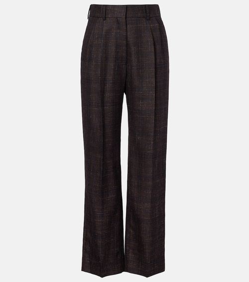 Blazé Milano Fox checked wool and silk wide-leg pants
