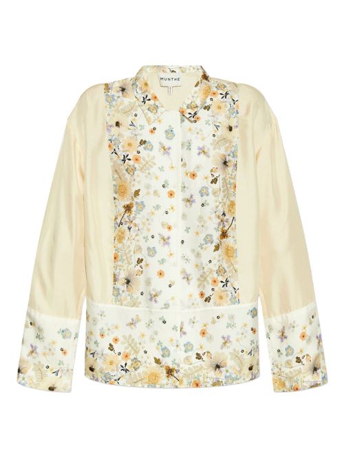Floral-embroidered shirt - Neutrals