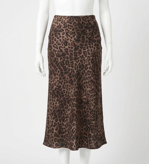 Izabel Leopard Skirt In Desert Tan