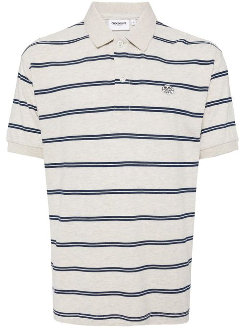 Striped cotton polo shirt - Grey