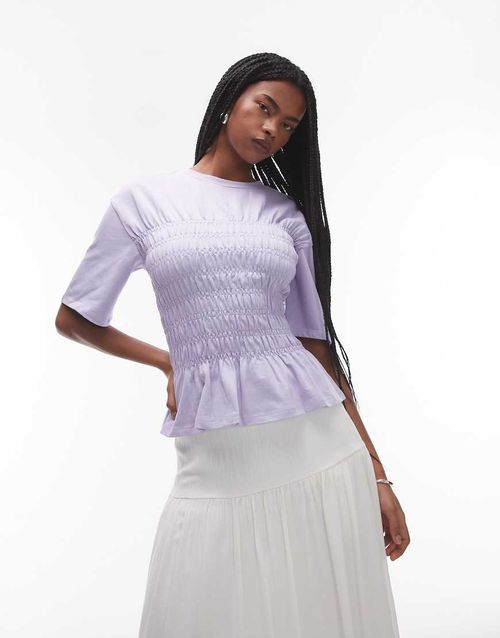 & Other Stories top with ruched corset detail in lilac-Purple