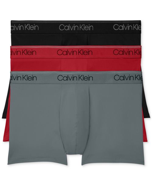 Men's 3-Pack Microfiber Stretch Low-Rise Trunk Underwear - Black/Convoy/Red