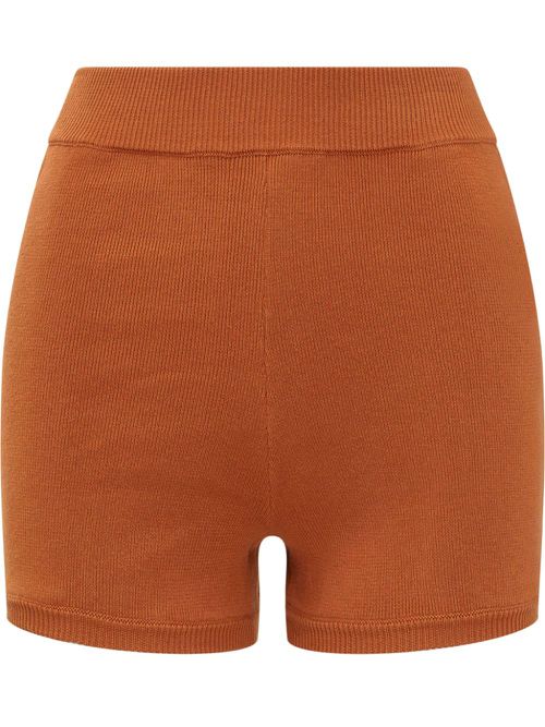Fine-ribbed shorts - Brown