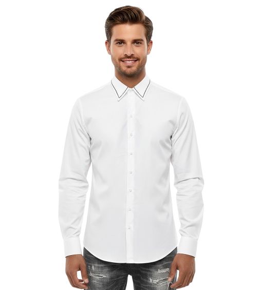 White Slim Solid Shirt