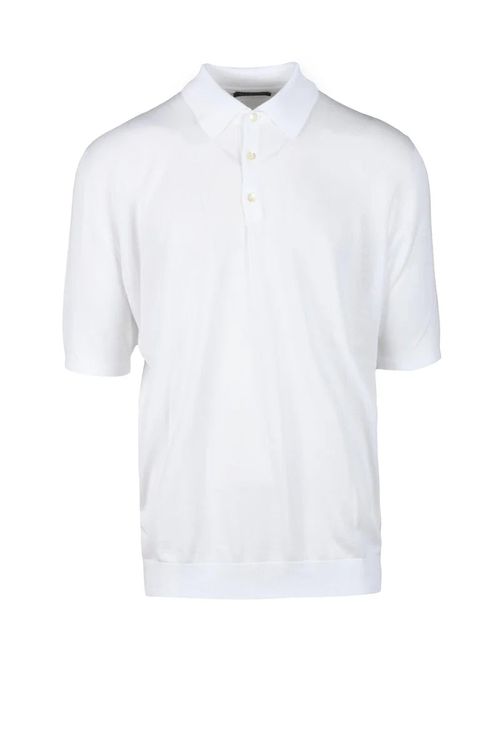 White Cotton Knit Polo