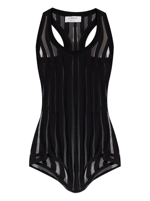Sportmax Edam sheer striped bodysuit - Black