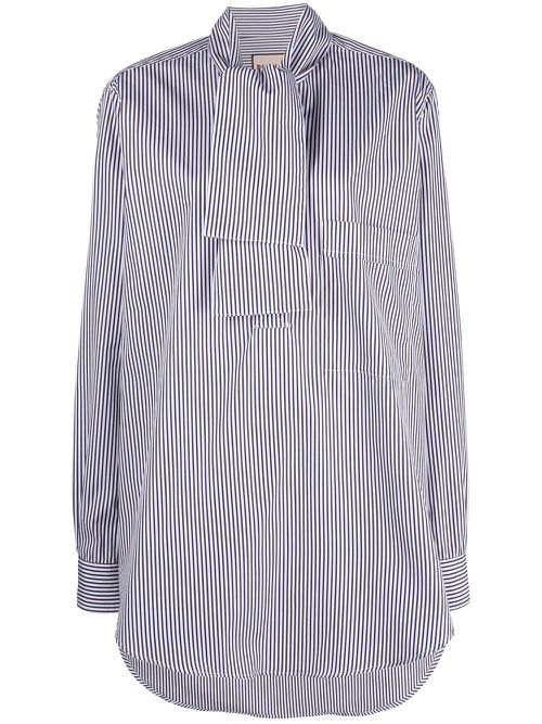 Striped poplin shirt - White