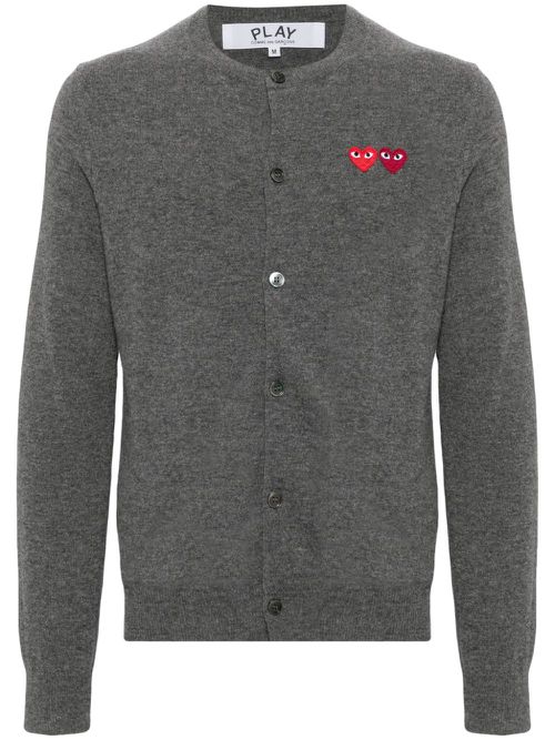 Heart-patch wool cardigan - Grey