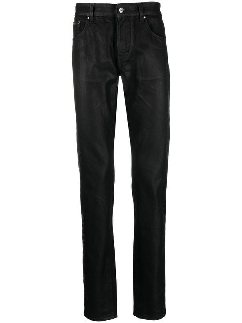 Straight-leg coated jeans - Black