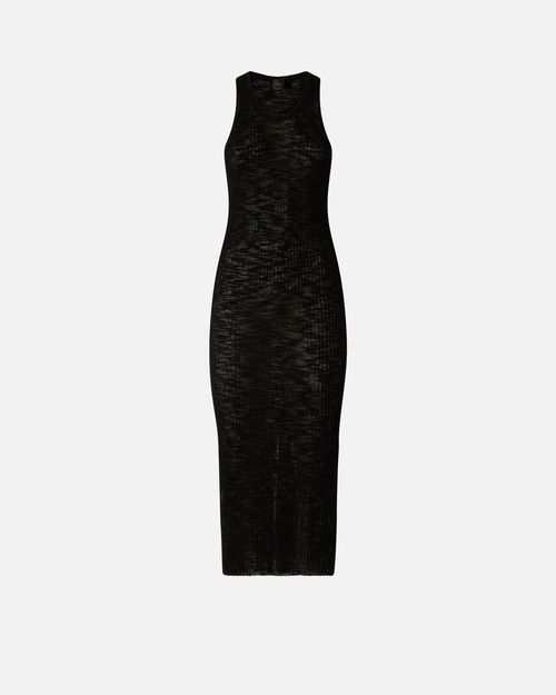 Ribbed slim-fit midi dress with rips - L