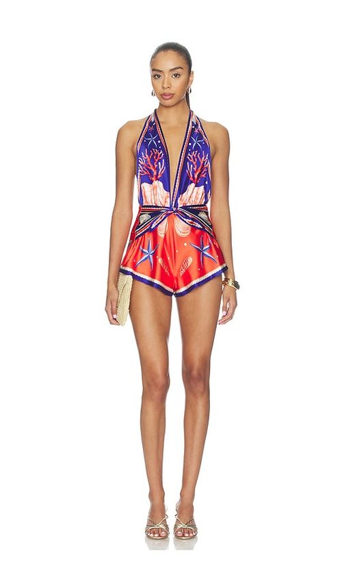 Retrofete Ledda Romper in Blue,Red. XL. Also in L, M