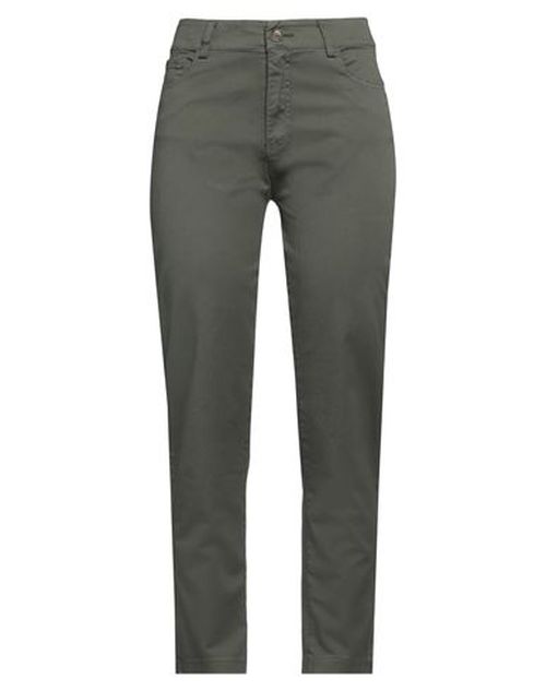 Woman Pants Military green Size S Cotton, Elastane