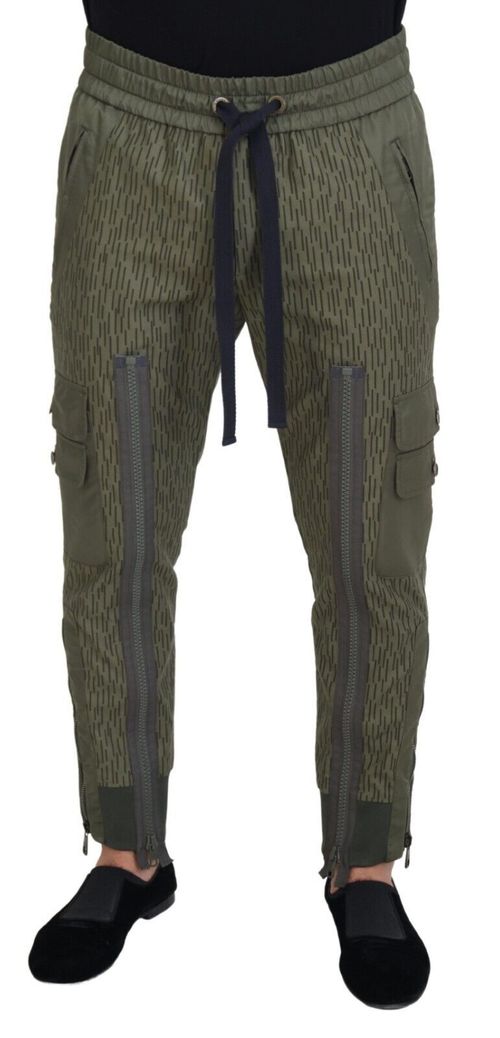 Striped Cotton-Nylon Cargo Cargo Pants — Green