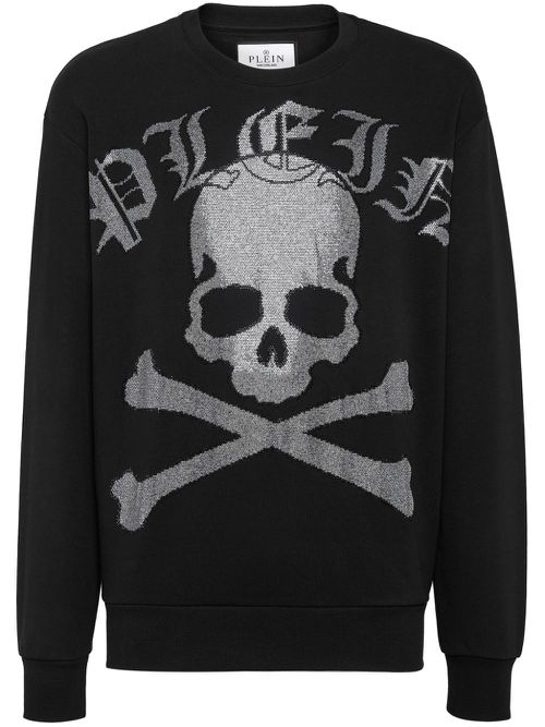 Crystal-embellished skull sweatshirt - Black