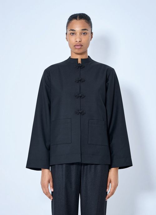 Pankou Closure Jacket - Woman Jackets Black Fr