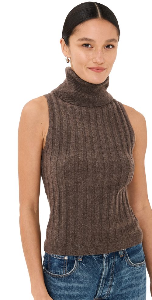 Rowyn Cashmere Turtleneck Tank Walnut