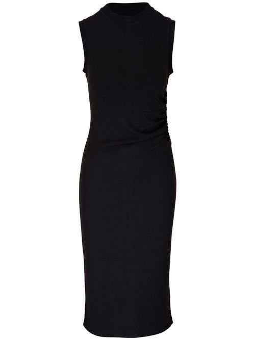 Ruched sleeveless midi dress - Black