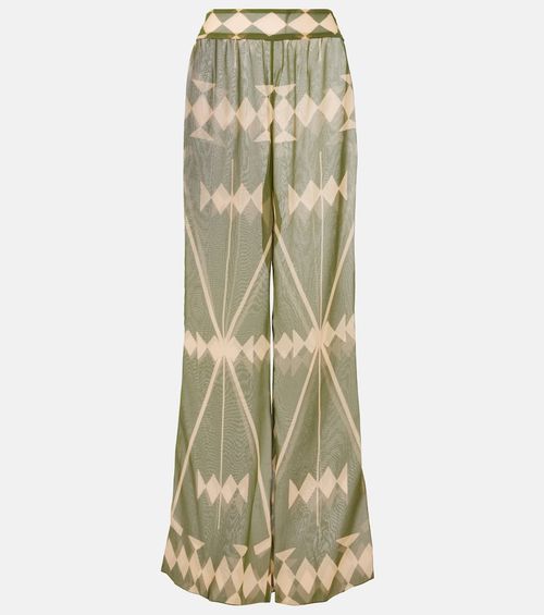 Printed sheer chiffon palazzo pants