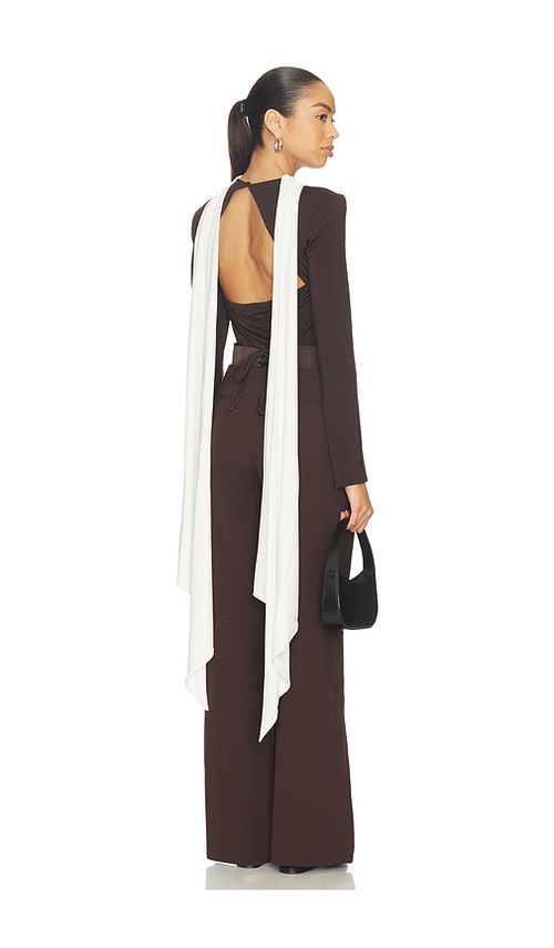 ROTATE Long-sleeved Scarf Top in Chicory Coffee Combo. 32 also