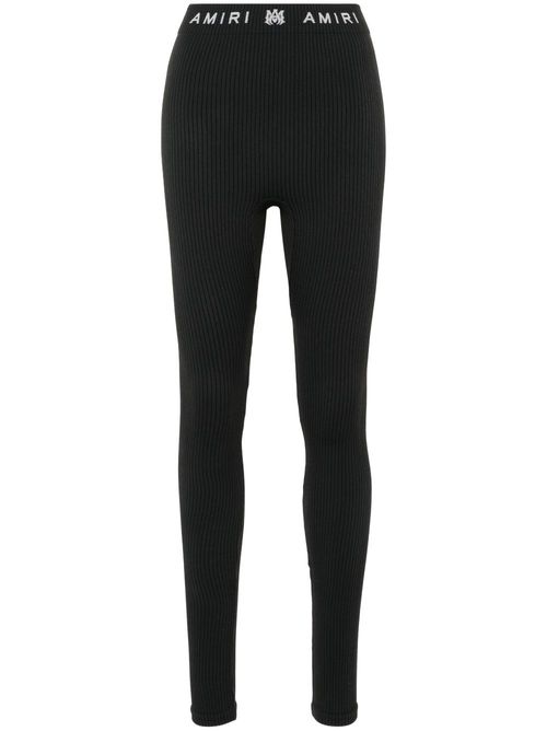 Logo-waistband performance leggings - Black