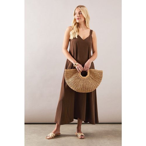 Wallis Womens Petite Woven Cami Swing Midaxi Dress - Khaki - Size 16 UK
