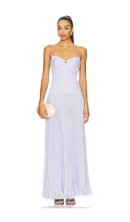 AMUR Saylor Pleated Gown in Rain Cloud. 2 also