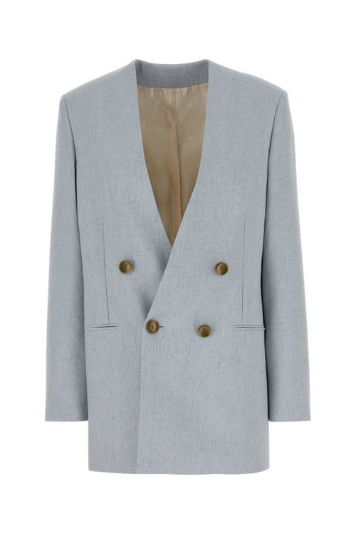 Jersey Double-Breasted Blazer — Blue