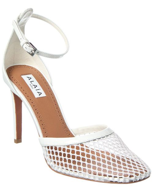 High Fishnet Mesh & Leather Pump