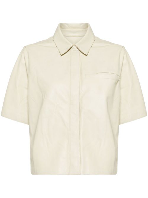 Cropped leather shirt - Yellow