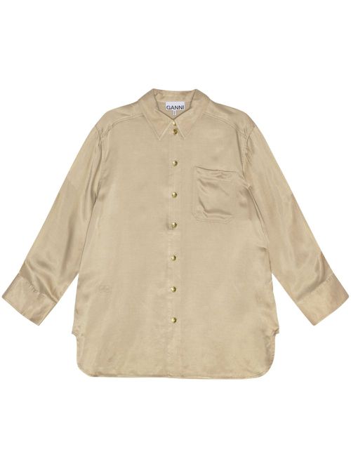Long-sleeve satin shirt - Neutrals